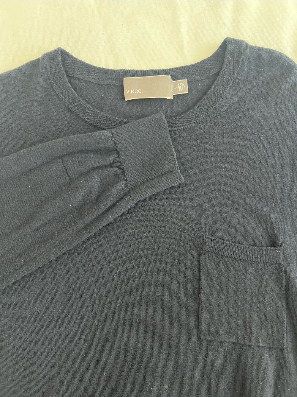 Vince blue 100% wool Crewneck Pullover with Chest Pocket